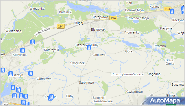 mapa Jankowo gmina Pobiedziska, Jankowo gmina Pobiedziska na mapie Targeo