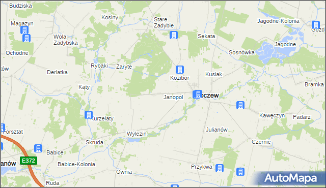 mapa Janopol gmina Kłoczew, Janopol gmina Kłoczew na mapie Targeo