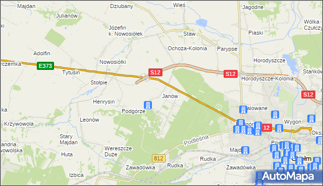 mapa Janów gmina Chełm, Janów gmina Chełm na mapie Targeo