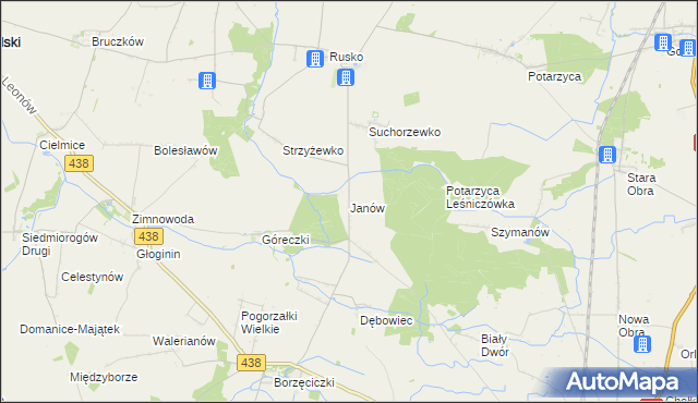 mapa Janów gmina Jaraczewo, Janów gmina Jaraczewo na mapie Targeo