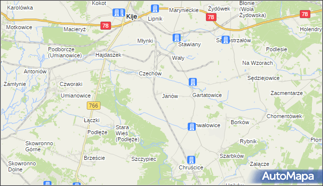 mapa Janów gmina Kije, Janów gmina Kije na mapie Targeo