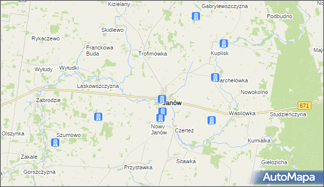 mapa Janów powiat sokólski, Janów powiat sokólski na mapie Targeo
