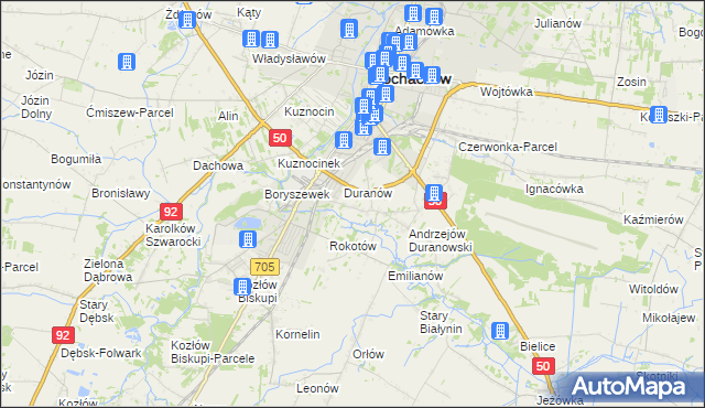 mapa Janówek Duranowski, Janówek Duranowski na mapie Targeo