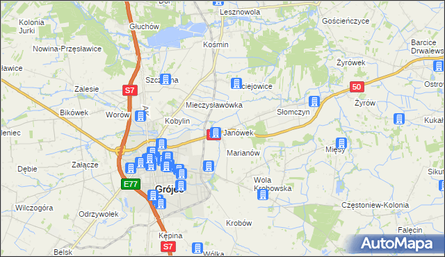 mapa Janówek gmina Grójec, Janówek gmina Grójec na mapie Targeo