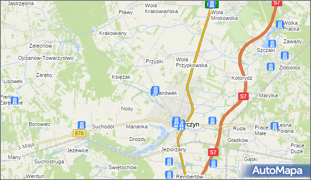 mapa Janówek gmina Tarczyn, Janówek gmina Tarczyn na mapie Targeo