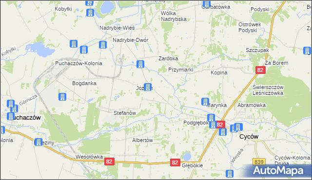 mapa Janowica gmina Cyców, Janowica gmina Cyców na mapie Targeo