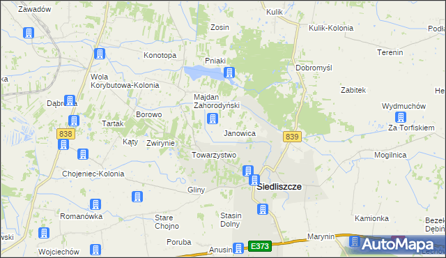mapa Janowica gmina Siedliszcze, Janowica gmina Siedliszcze na mapie Targeo