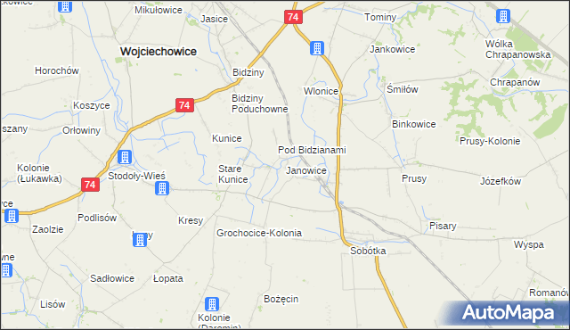 mapa Janowice gmina Ożarów, Janowice gmina Ożarów na mapie Targeo