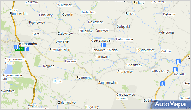 mapa Janowice gmina Samborzec, Janowice gmina Samborzec na mapie Targeo