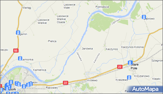 mapa Janówka gmina Stare Pole, Janówka gmina Stare Pole na mapie Targeo