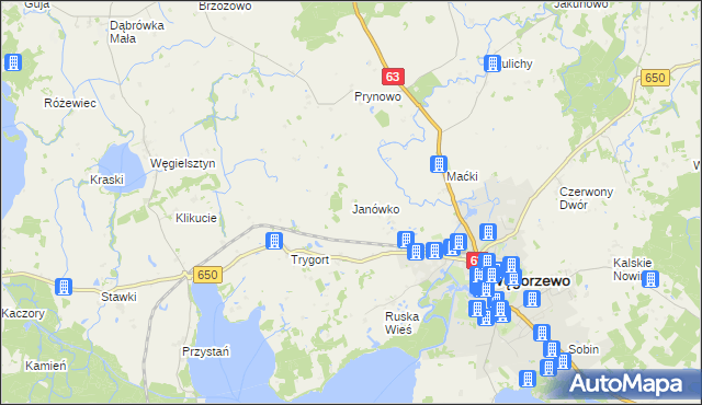 mapa Janówko gmina Węgorzewo, Janówko gmina Węgorzewo na mapie Targeo