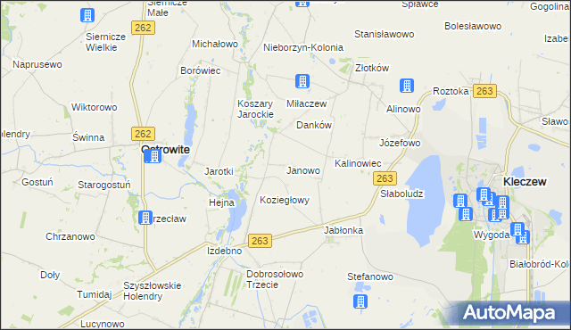mapa Janowo gmina Kleczew, Janowo gmina Kleczew na mapie Targeo