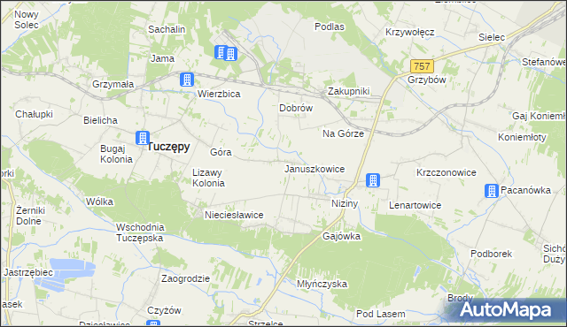 mapa Januszkowice gmina Tuczępy, Januszkowice gmina Tuczępy na mapie Targeo