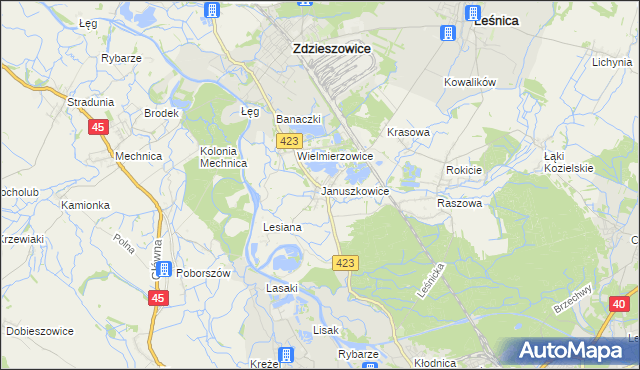 mapa Januszkowice gmina Zdzieszowice, Januszkowice gmina Zdzieszowice na mapie Targeo