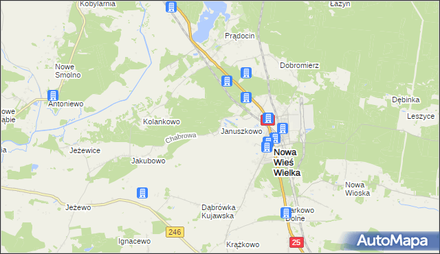 mapa Januszkowo gmina Nowa Wieś Wielka, Januszkowo gmina Nowa Wieś Wielka na mapie Targeo