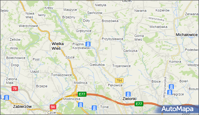 mapa Januszowice gmina Zielonki, Januszowice gmina Zielonki na mapie Targeo