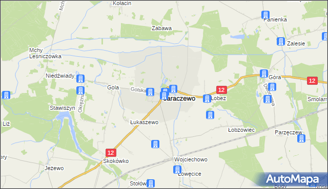 mapa Jaraczewo powiat jarociński, Jaraczewo powiat jarociński na mapie Targeo