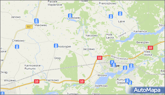 mapa Jarczewo, Jarczewo na mapie Targeo