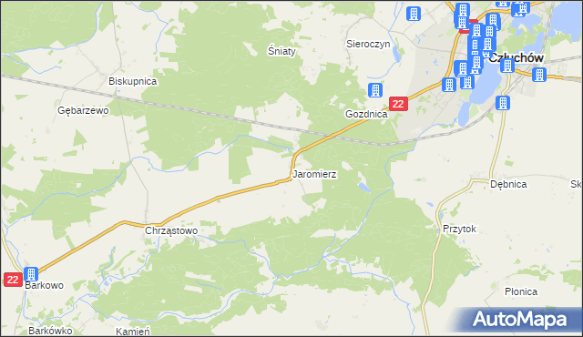 mapa Jaromierz gmina Człuchów, Jaromierz gmina Człuchów na mapie Targeo