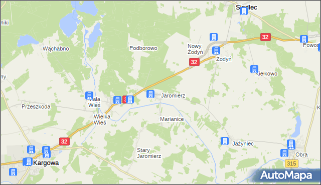 mapa Jaromierz gmina Siedlec, Jaromierz gmina Siedlec na mapie Targeo