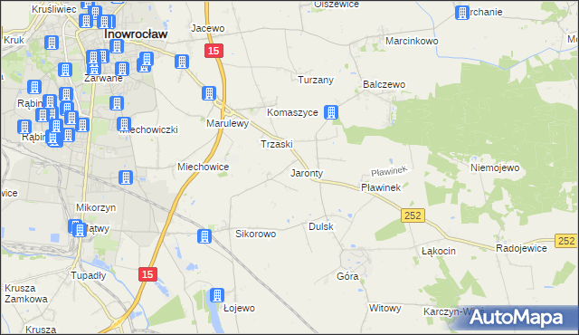 mapa Jaronty, Jaronty na mapie Targeo