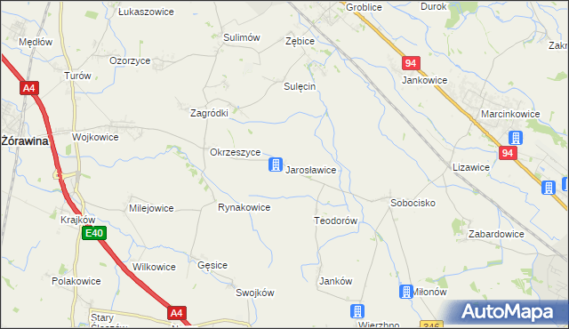 mapa Jarosławice gmina Żórawina, Jarosławice gmina Żórawina na mapie Targeo
