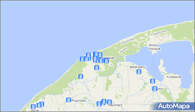 mapa Jarosławiec gmina Postomino, Jarosławiec gmina Postomino na mapie Targeo