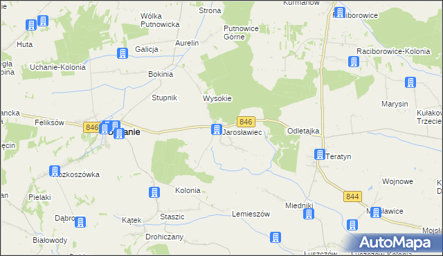 mapa Jarosławiec gmina Uchanie, Jarosławiec gmina Uchanie na mapie Targeo