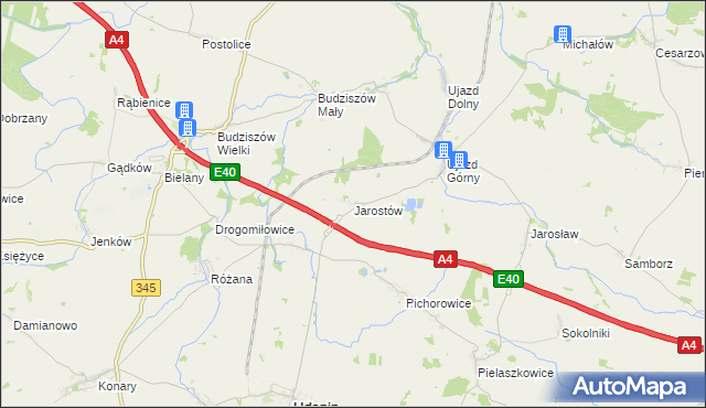 mapa Jarostów, Jarostów na mapie Targeo