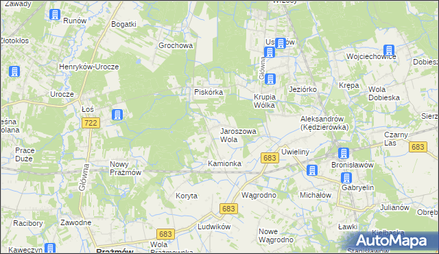 mapa Jaroszowa Wola, Jaroszowa Wola na mapie Targeo