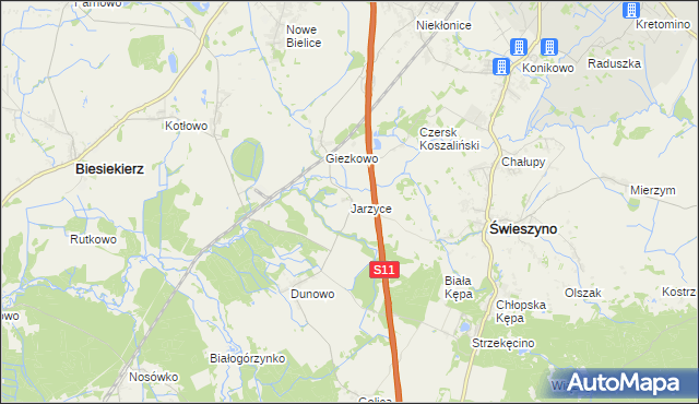 mapa Jarzyce, Jarzyce na mapie Targeo