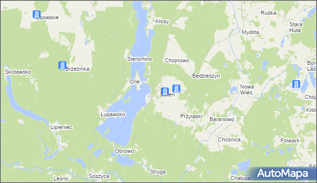 mapa Jasień gmina Czarna Dąbrówka, Jasień gmina Czarna Dąbrówka na mapie Targeo