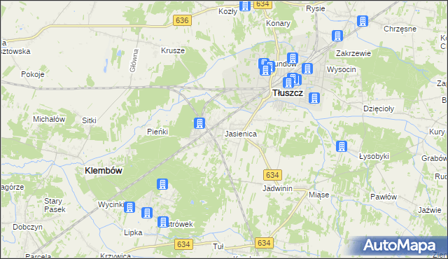 mapa Jasienica gmina Tłuszcz, Jasienica gmina Tłuszcz na mapie Targeo