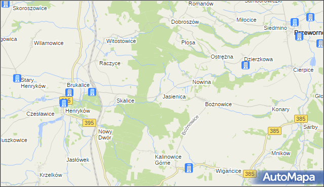 mapa Jasienica gmina Ziębice, Jasienica gmina Ziębice na mapie Targeo