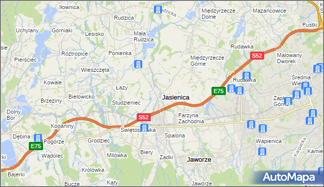 mapa Jasienica powiat bielski, Jasienica powiat bielski na mapie Targeo
