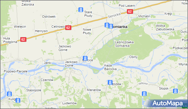 mapa Jasieniec gmina Somianka, Jasieniec gmina Somianka na mapie Targeo