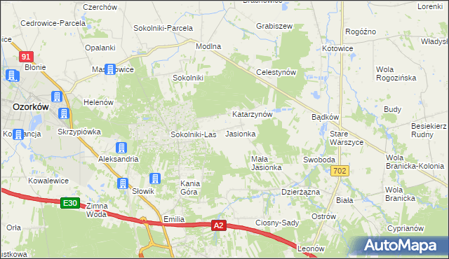 mapa Jasionka gmina Zgierz, Jasionka gmina Zgierz na mapie Targeo