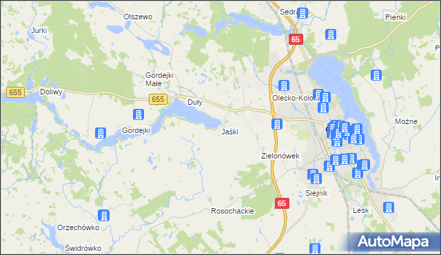 mapa Jaśki gmina Olecko, Jaśki gmina Olecko na mapie Targeo