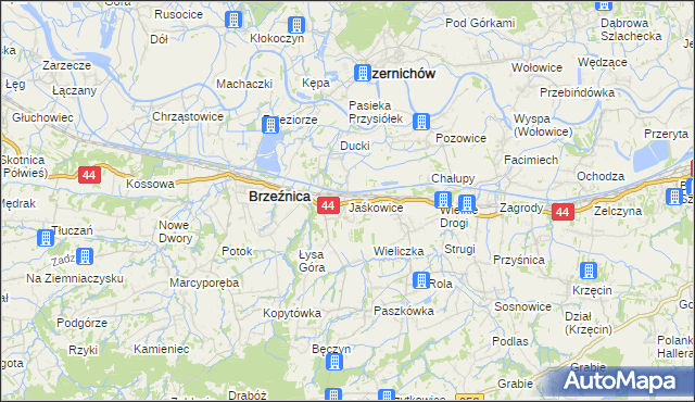 mapa Jaśkowice gmina Skawina, Jaśkowice gmina Skawina na mapie Targeo
