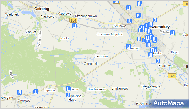 mapa Jastrowo, Jastrowo na mapie Targeo