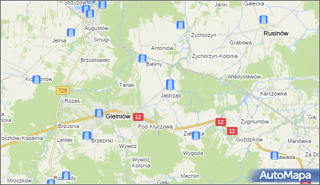 mapa Jastrząb gmina Gielniów, Jastrząb gmina Gielniów na mapie Targeo