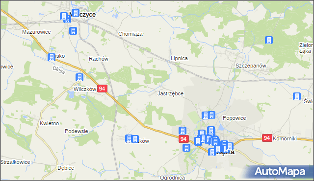 mapa Jastrzębce gmina Środa Śląska, Jastrzębce gmina Środa Śląska na mapie Targeo