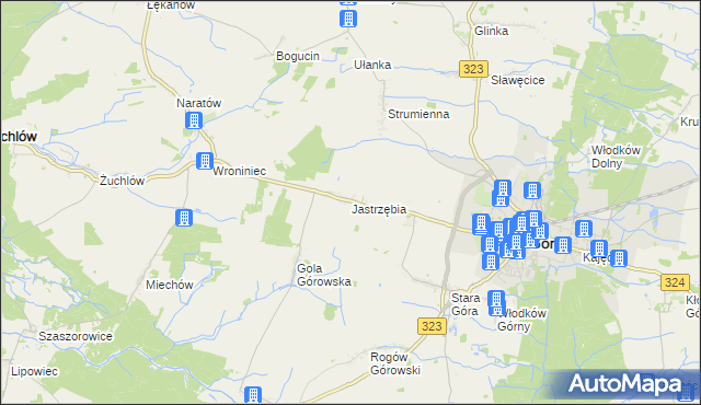 mapa Jastrzębia gmina Góra, Jastrzębia gmina Góra na mapie Targeo