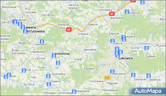 mapa Jastrzębia gmina Lanckorona, Jastrzębia gmina Lanckorona na mapie Targeo