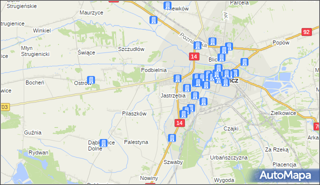 mapa Jastrzębia gmina Łowicz, Jastrzębia gmina Łowicz na mapie Targeo