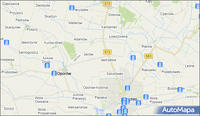 mapa Jastrzębia gmina Oporów, Jastrzębia gmina Oporów na mapie Targeo