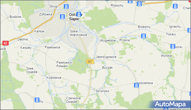 mapa Jastrzygowice, Jastrzygowice na mapie Targeo