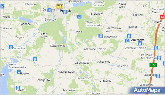 mapa Jaszowice-Kolonia, Jaszowice-Kolonia na mapie Targeo