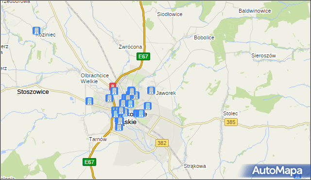 mapa Jaworek gmina Ząbkowice Śląskie, Jaworek gmina Ząbkowice Śląskie na mapie Targeo