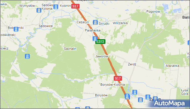 mapa Jaworów gmina Żyrzyn, Jaworów gmina Żyrzyn na mapie Targeo